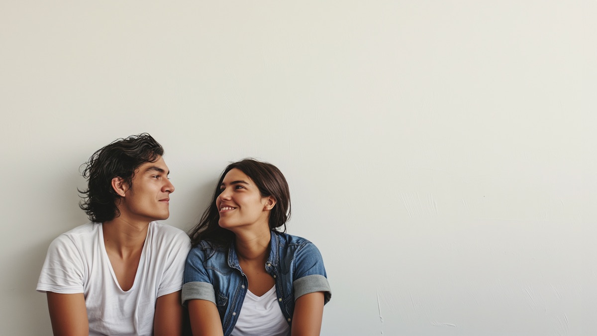 Two people sharing a relaxed, comfortable moment together
